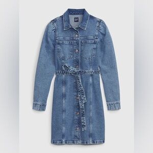 GAP Denim Shirt Dress in Medium Blue with Self-Tie Waist